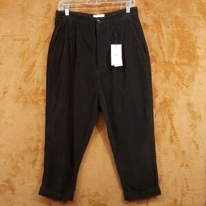 AMI PARIS Mens Pants Medium Brown Corduroy Cuffed Carrot Trouser $435